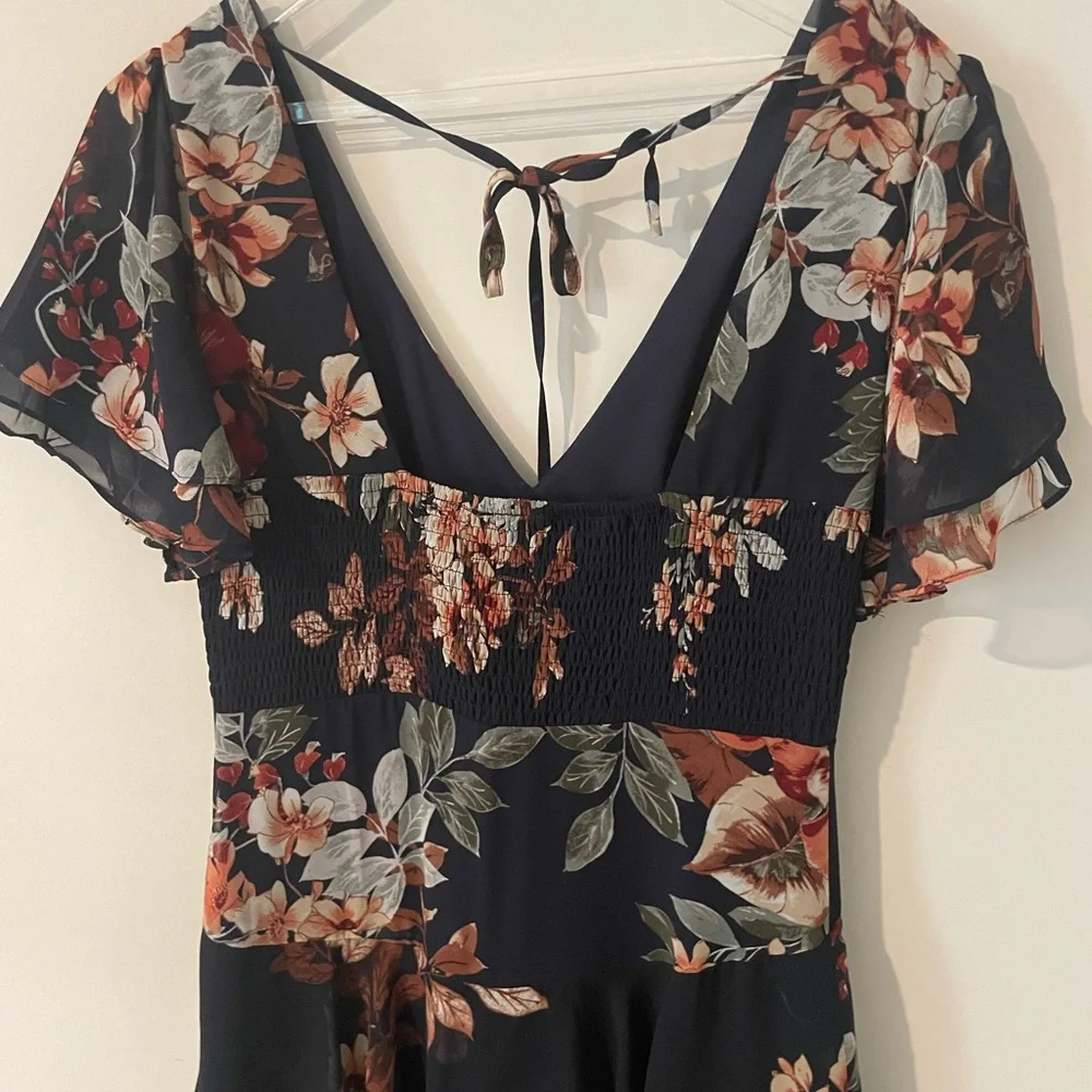 Lulus Dance under the stars in the Midnight Mood Navy Blue Floral Maxi Size M - Picture 6 of 11